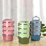 ⁦Boîte Repas en acier inoxydable 4 Couches avec Fonction d'étanchéité⁩ - الصورة ⁦2⁩