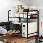 ⁦Support pour four à micro-ondes et étagère de rangement 2 étages – منظم أغراض وحامل ميكروويف⁩ - الصورة ⁦4⁩